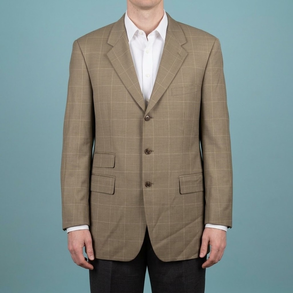 Lauren Ralph Lauren Wool L001401 Plaid Blazer Sport Coat 44T Tan EUC